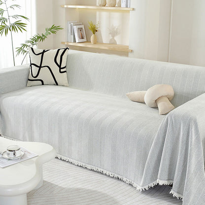Plush Herringbone Throw Blanket with Fringe