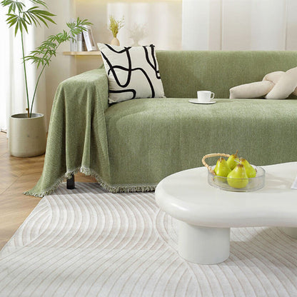 Plush Herringbone Throw Blanket with Fringe