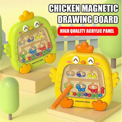 Chicken Montessori Magnetic Maze Educational Toy with Acrylic Cover, Safe for Ages 3+