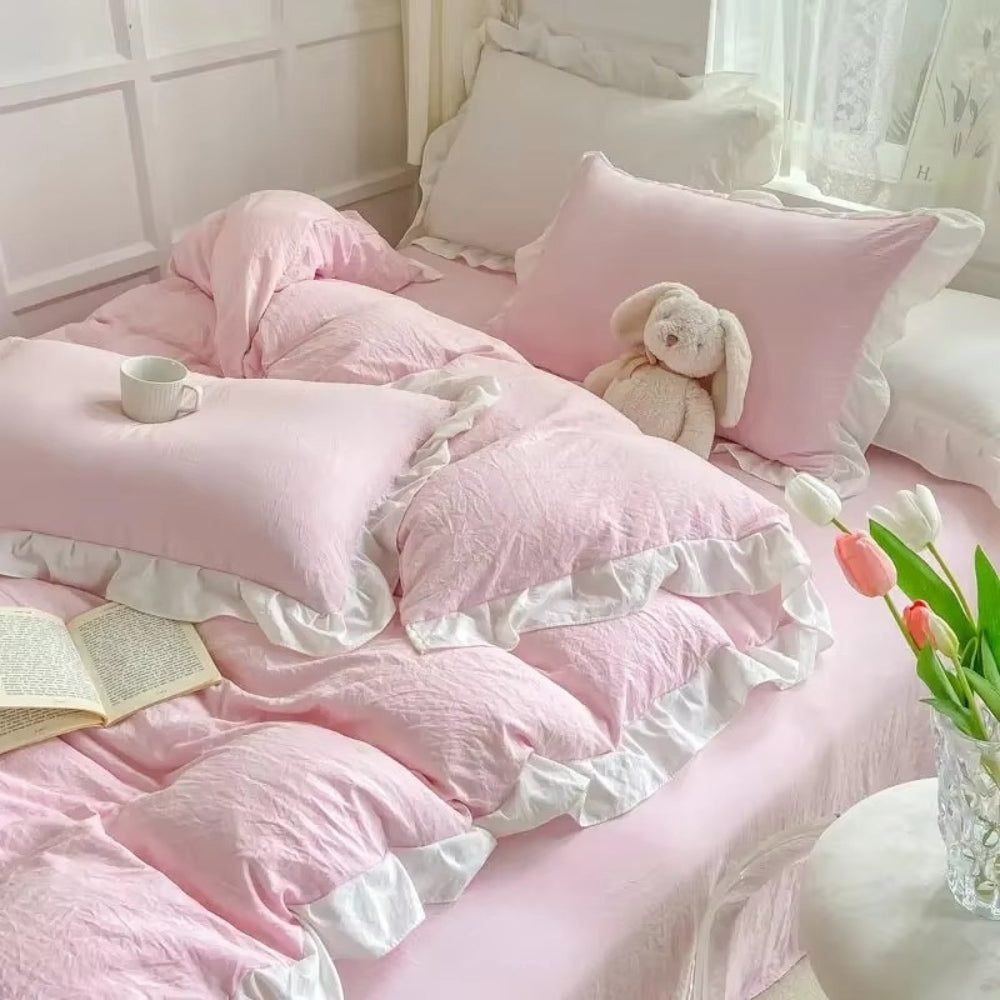 Rustic Chic Ruffled Bedding Set 4 Piece