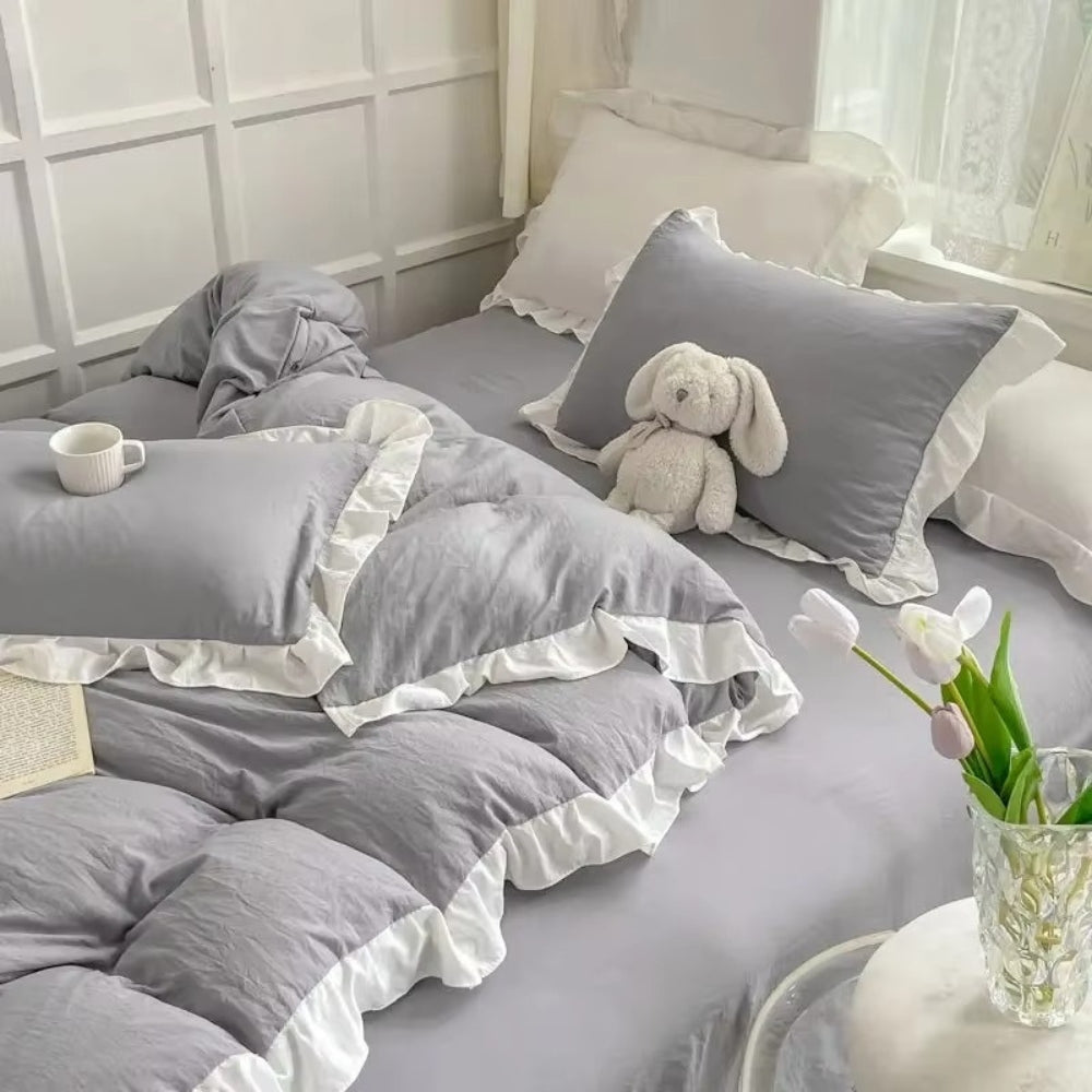 Rustic Chic Ruffled Bedding Set 4 Piece