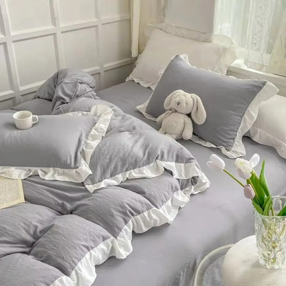 Rustic Chic Ruffled Bedding Set 4 Piece