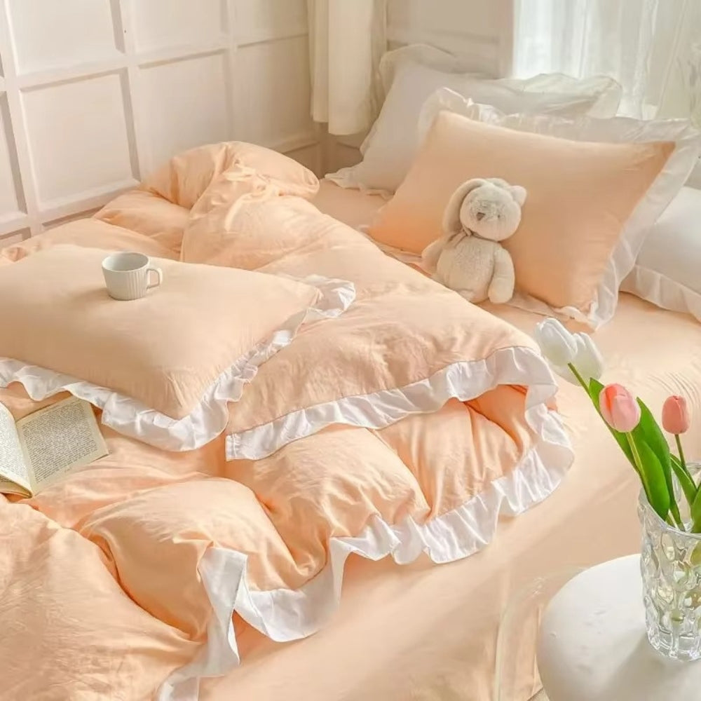 Rustic Chic Ruffled Bedding Set 4 Piece
