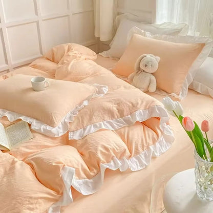 Rustic Chic Ruffled Bedding Set 4 Piece