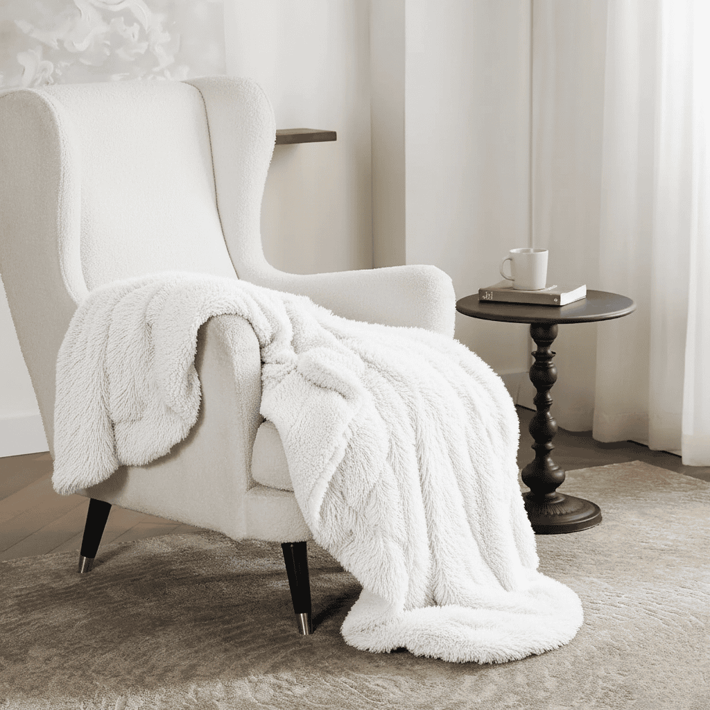 Cozy Faux Fur Throw Blanket – Silky Soft Fleece, Elegant Drape, Standard Size for Ultimate Comfort and Warmth 1
