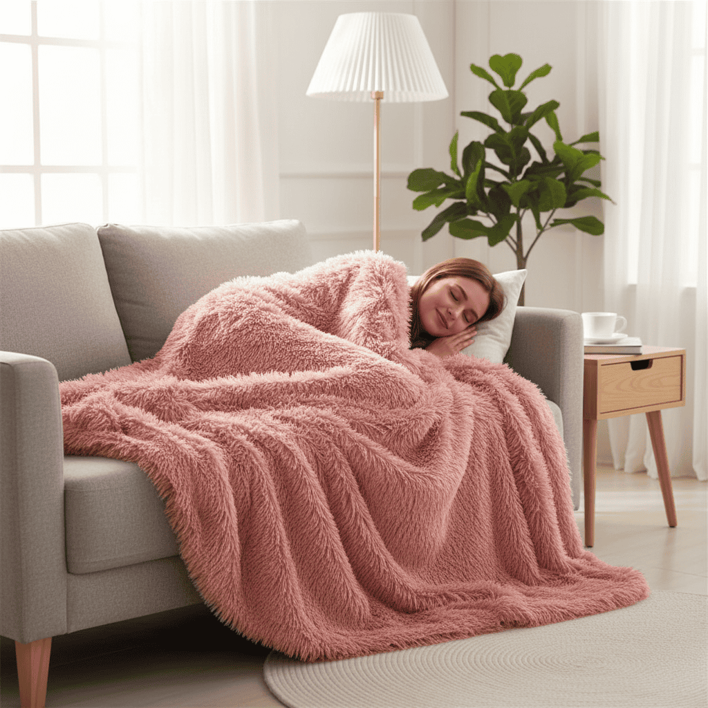 Cozy Faux Fur Throw Blanket – Silky Soft Fleece, Elegant Drape, Standard Size for Ultimate Comfort and Warmth 3