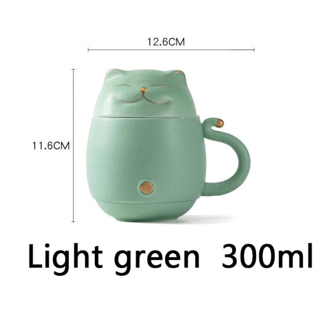 Adorable Kitty Ceramic Tea Cup with Infuser