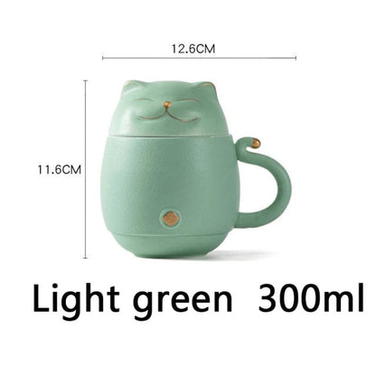 Adorable Kitty Ceramic Tea Cup with Infuser