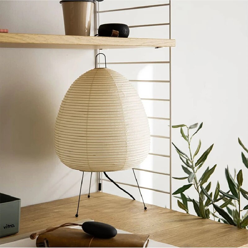 Asian Style Rice Paper Table Light Warm Glow Lamp