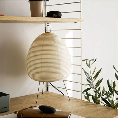 Asian Style Rice Paper Table Light Warm Glow Lamp