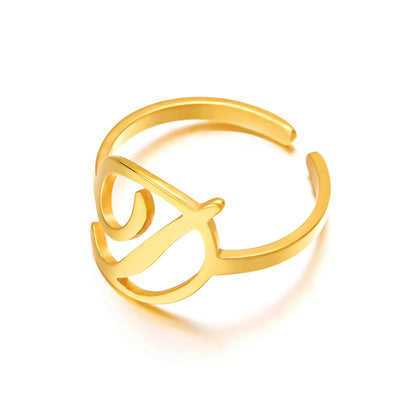 Personalized Script Monogram Initial Ring