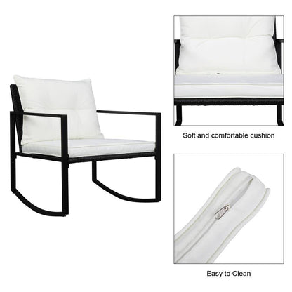 Patio Wicker Rocking Chair Set of 3