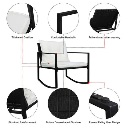 Patio Wicker Rocking Chair Set of 3