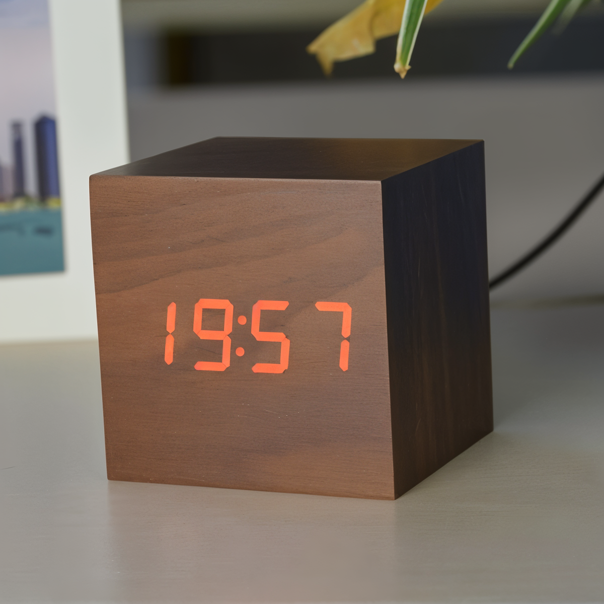Compact Wooden LED Clock with Simple Controls and Loud Alarm - Halri