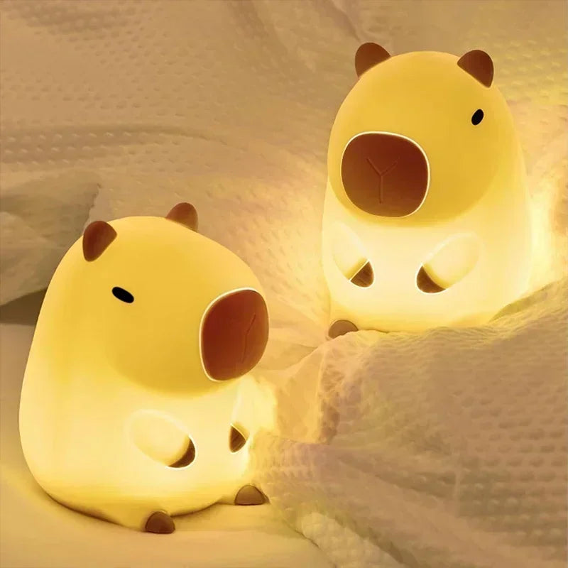 Dimmable Silicone Capybara Night Light – Safe LED Rechargeable for Kids, Touch Control, Soft Glow, Portable Design 4