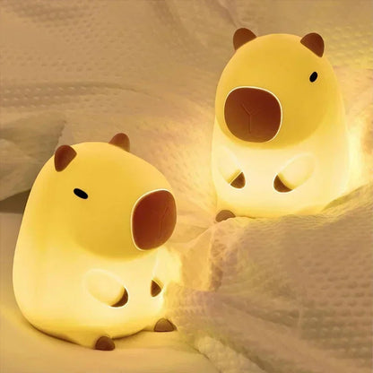 Dimmable Silicone Capybara Night Light – Safe LED Rechargeable for Kids, Touch Control, Soft Glow, Portable Design 4
