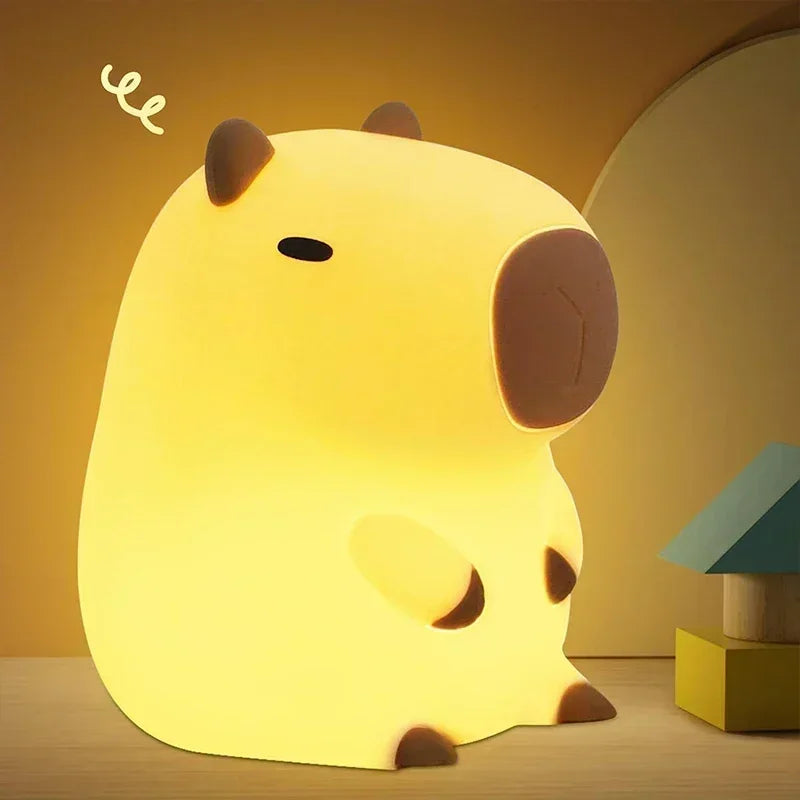 Dimmable Silicone Capybara Night Light – Safe LED Rechargeable for Kids, Touch Control, Soft Glow, Portable Design 6