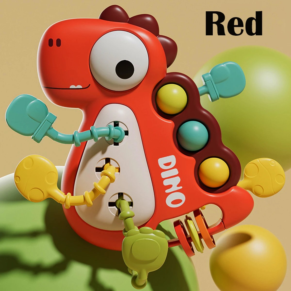 Dinosaur Busy Board Toy with Montessori-Inspired Design, Pull Strings, Multi-Color, Safe for Months 6+