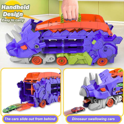 Dinosaur Transforming Truck Toy – Converts into Dinosaur, Includes Mini Alloy Cars and Accessories