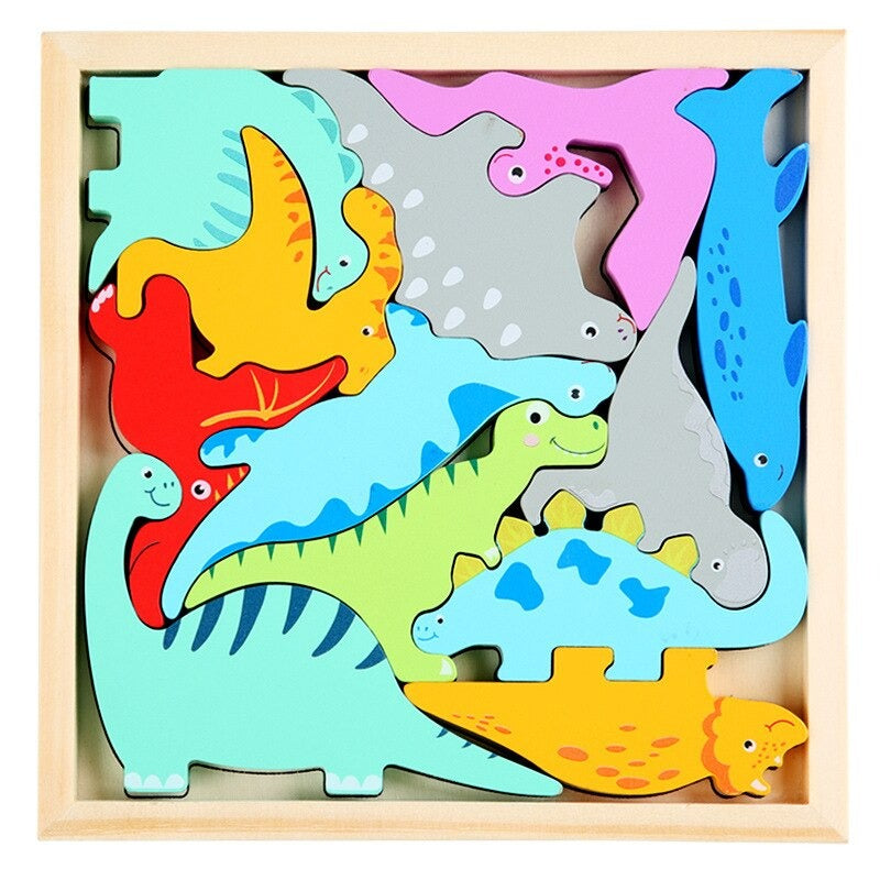Wooden Jigsaw Puzzle Set with 3 Pieces