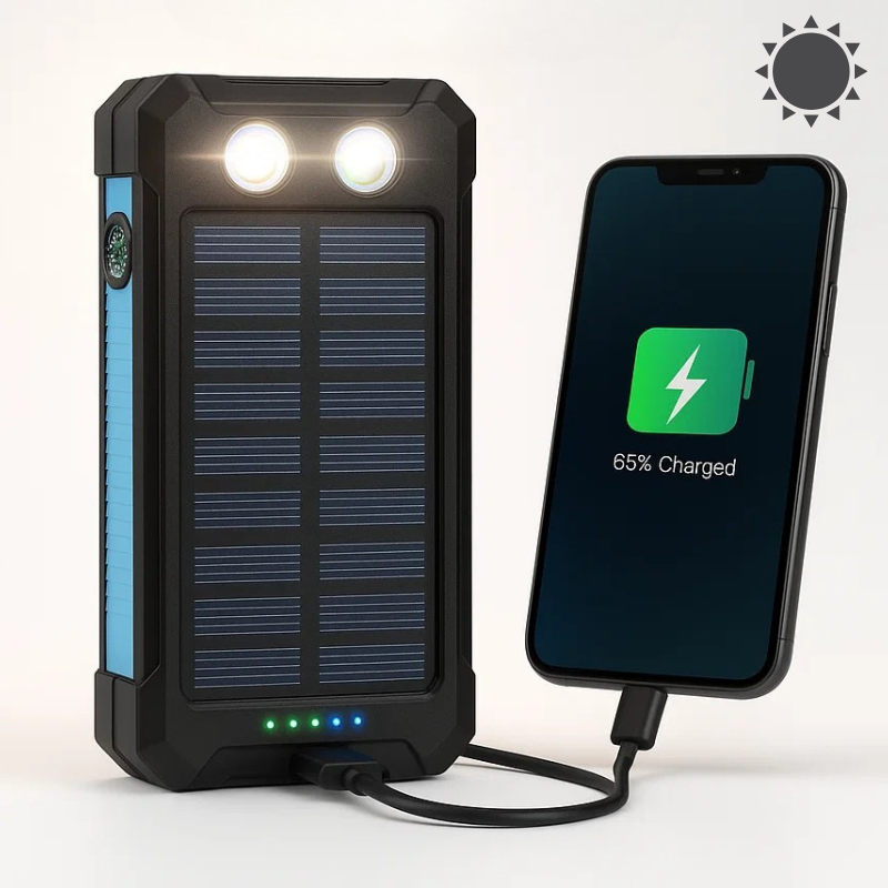 Portable Solar Charger Fast Dual USB Power Bank - Halri