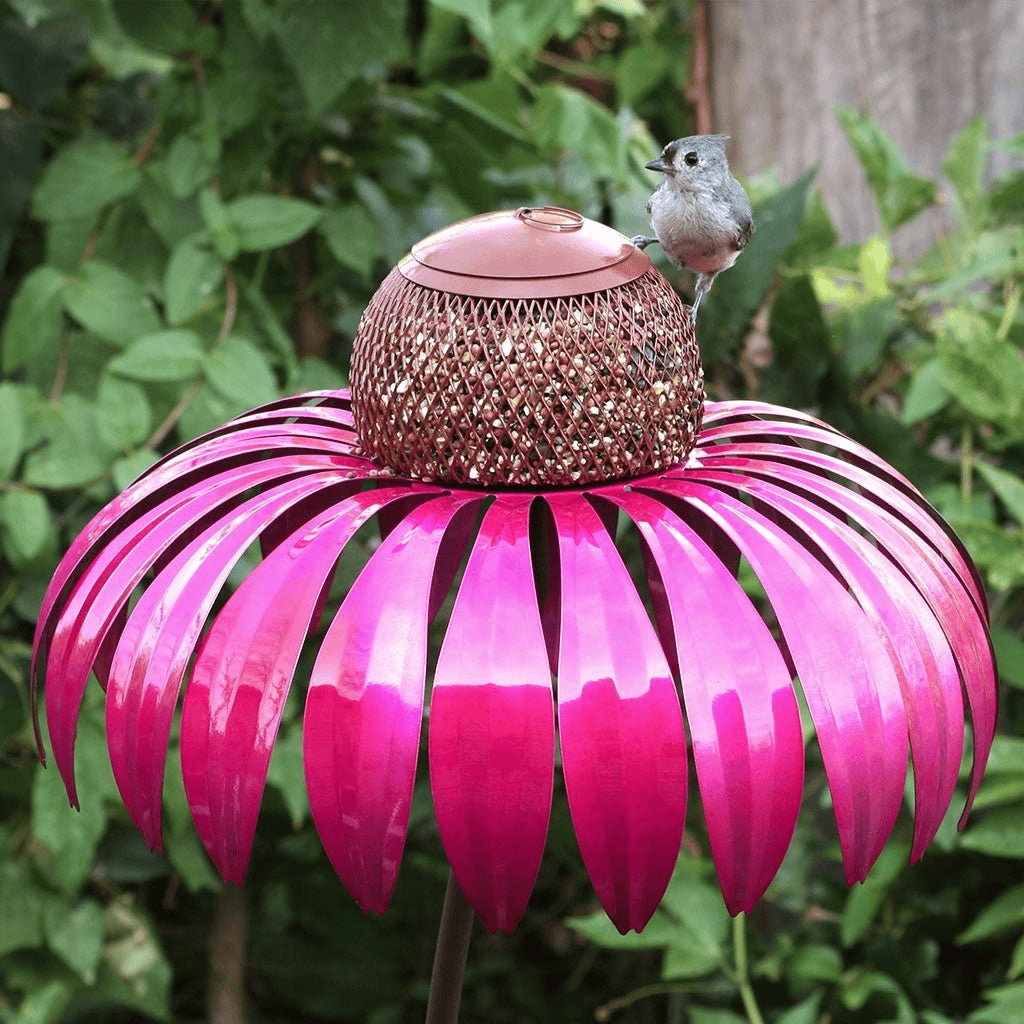 Rustic Metal Bird Feeder with Floral Pattern - Halri