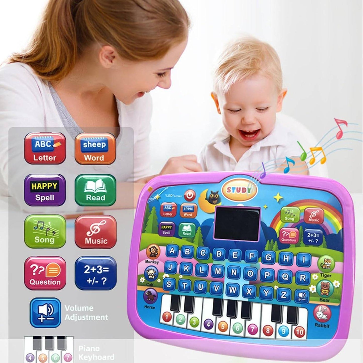 Fun Kids Learning Tablet with Sounds and Color Screen - Halri