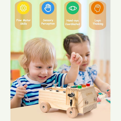 Educational Montessori Busy Board With Mechanical Assembly, LED Switches, Creative & Fun Learning For Ages 3+