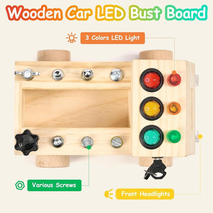 Educational Montessori Busy Board With Mechanical Assembly, LED Switches, Creative & Fun Learning For Ages 3+
