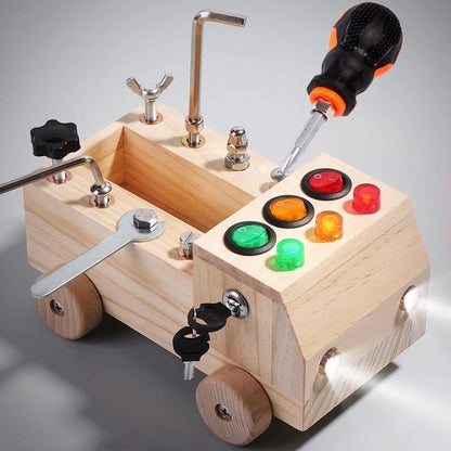 Educational Montessori Busy Board With Mechanical Assembly, LED Switches, Creative & Fun Learning For Ages 3+