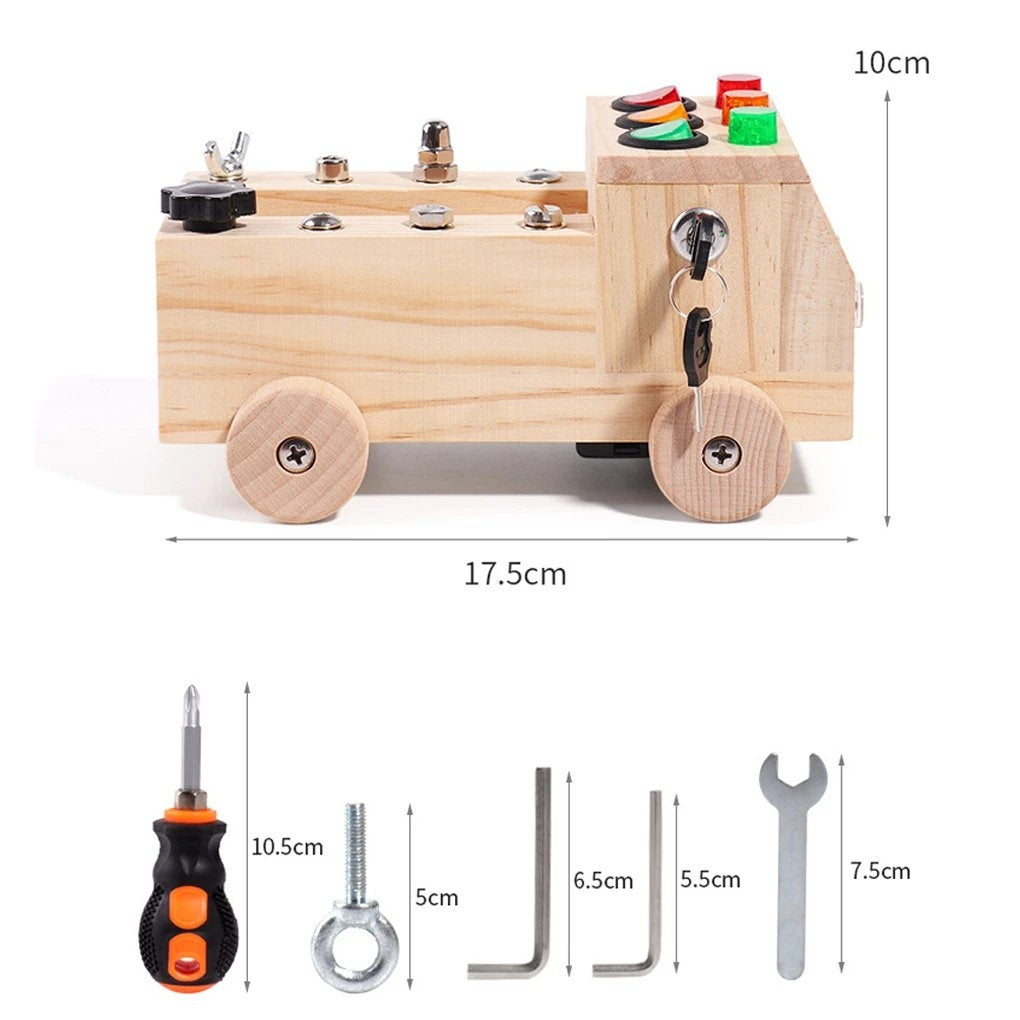 Educational Montessori Busy Board With Mechanical Assembly, LED Switches, Creative & Fun Learning For Ages 3+