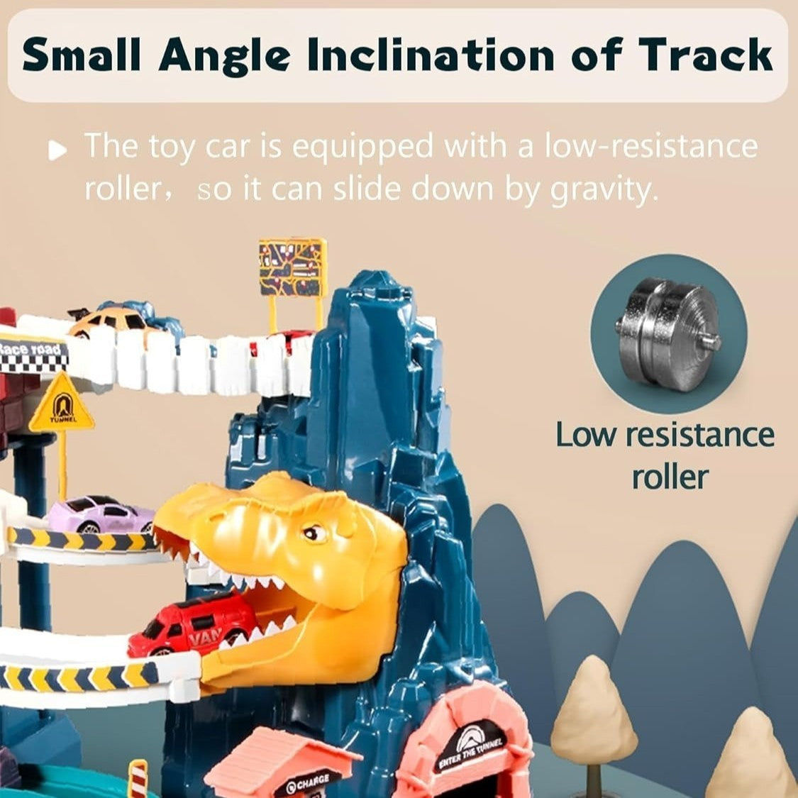Electric Dinosaur Mountain Track Car with Multi-Floors, Various PCS - Safe for Ages 3+