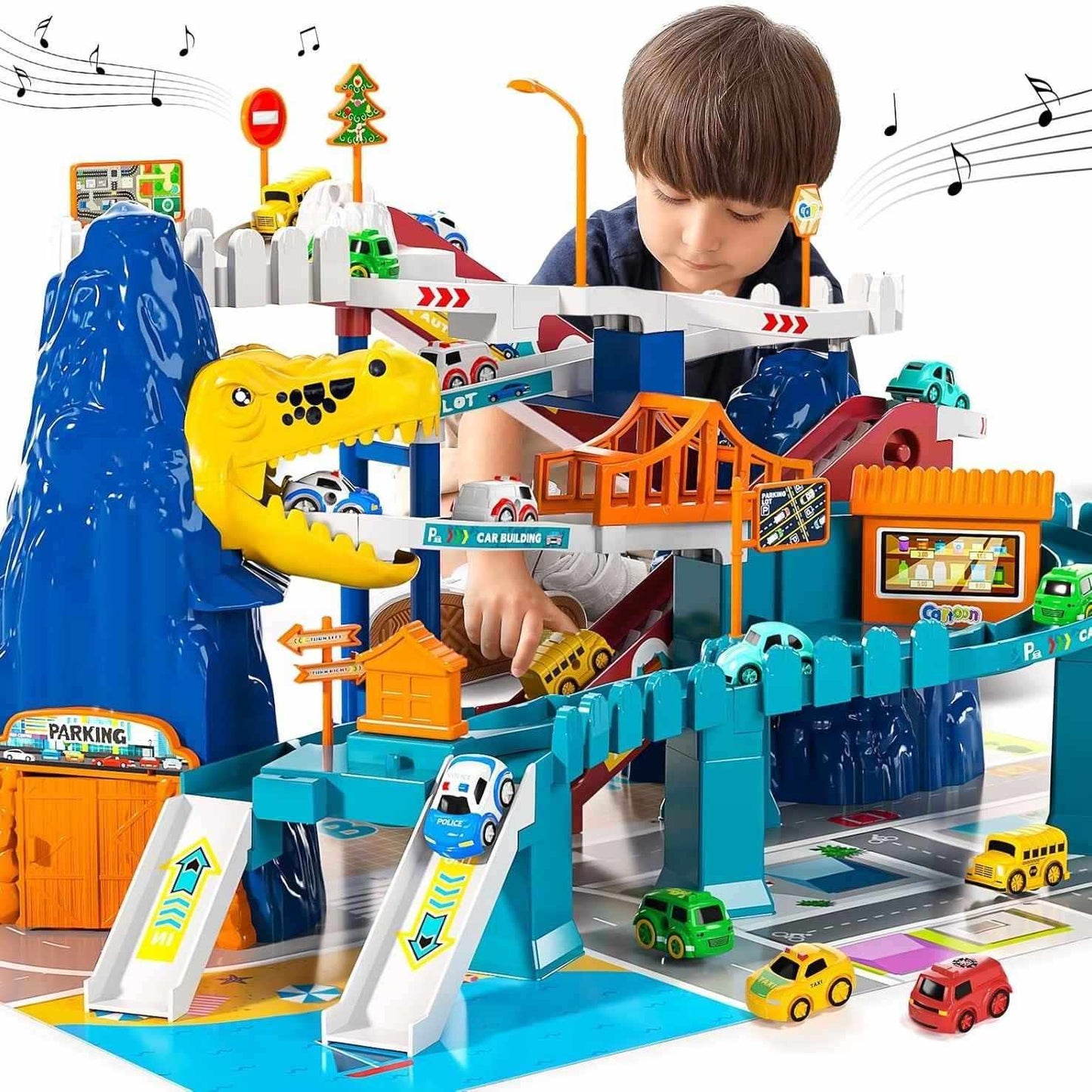 Electric Dinosaur Mountain Track Car with Multi-Floors, Various PCS - Safe for Ages 3+