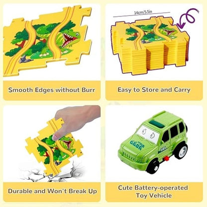 Electric Track Car Puzzle Toy with Creative Assembly, Made of Safe Plastic, Safe for Ages 3+