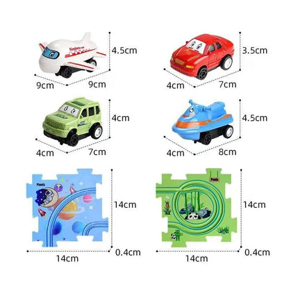Electric Track Car Puzzle Toy with Creative Assembly, Made of Safe Plastic, Safe for Ages 3+