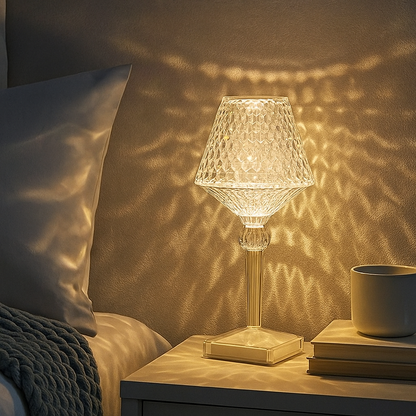 Luxurious Glass Desk Lamp with LED and Metal Accents - Halri