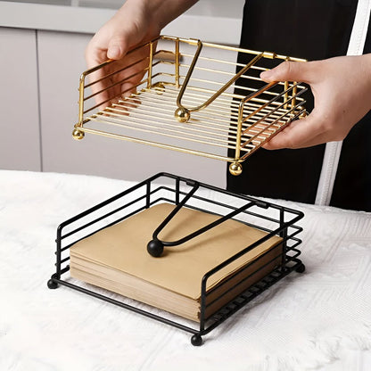 Elegant Matte Black Napkin Holder for Table – Durable Iron Serviette Holder with Stylish Design 1