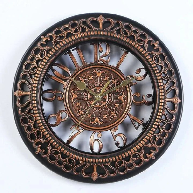 Elegant Vintage Wall Clock with Decorative Metal Frame – 40cm Diameter Timeless Home Decor 2
