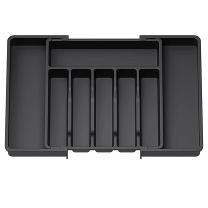 Expandable Flatware Drawer Organizer Tray with Adjustable Dividers for Silverware 0