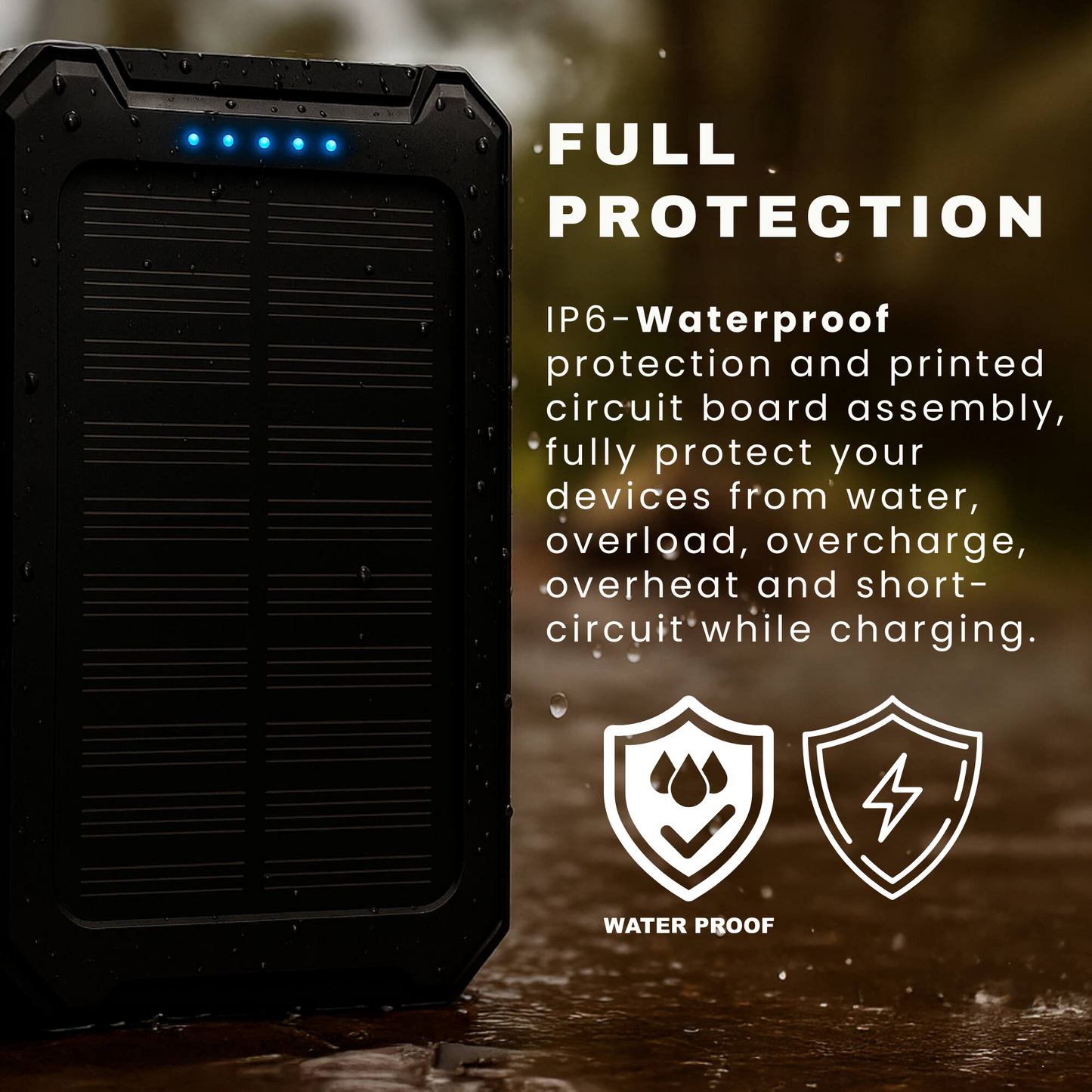 Portable Solar Charger Fast Dual USB Power Bank