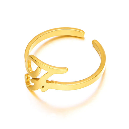 Personalized Script Monogram Initial Ring