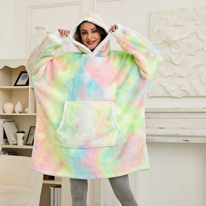 Cozy Fleece Hooded Throw Blanket
