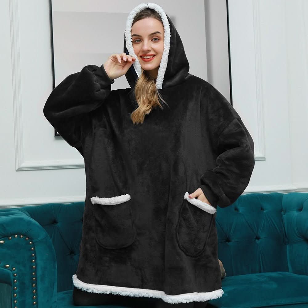 Cozy Fleece Hooded Throw Blanket