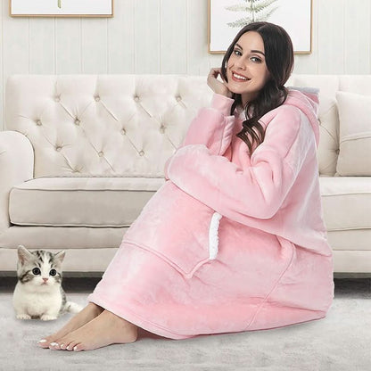 Cozy Fleece Hooded Throw Blanket