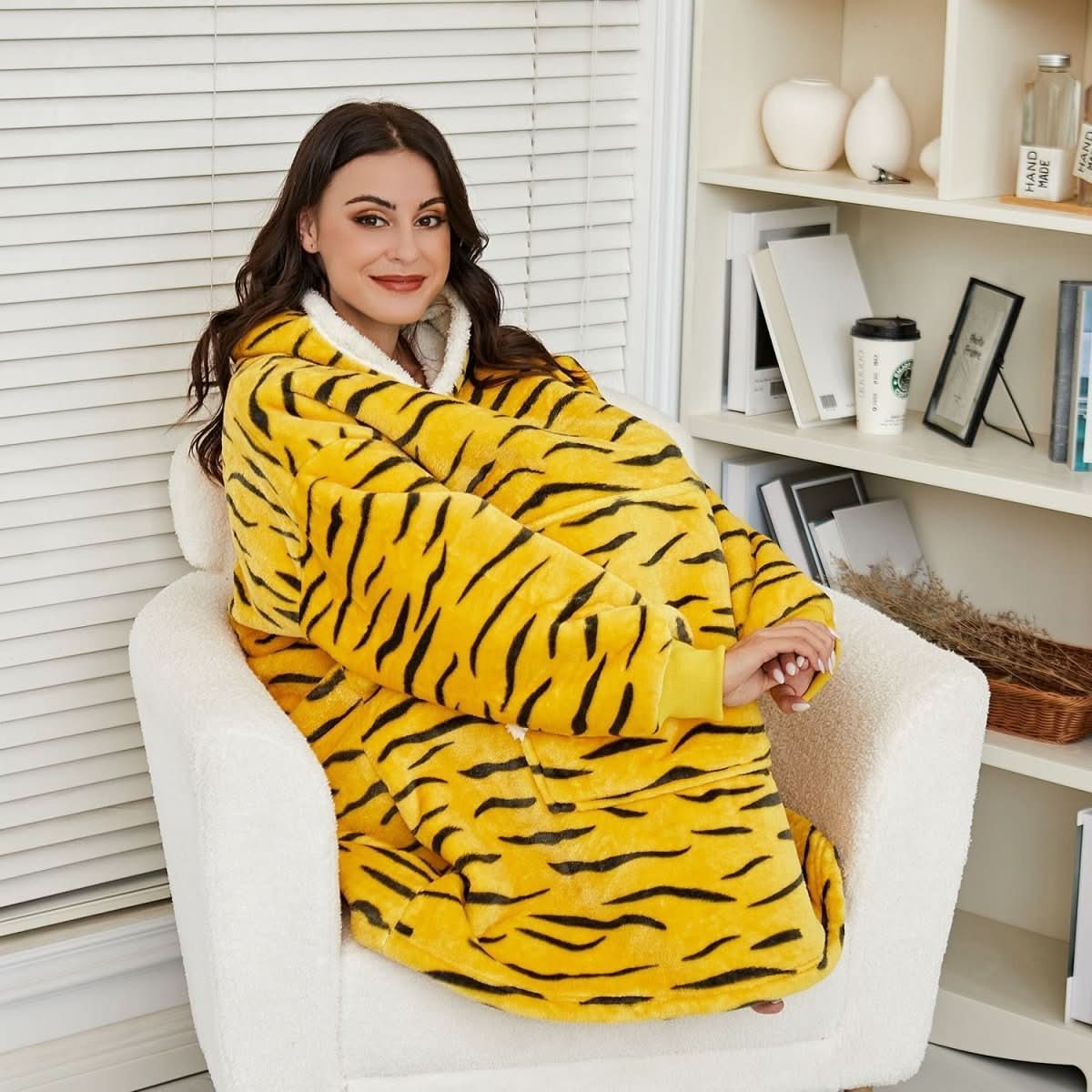 Cozy Fleece Hooded Throw Blanket