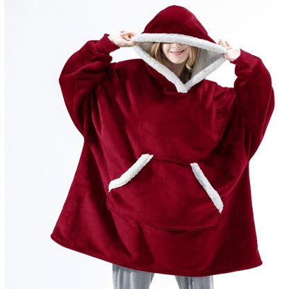 Cozy Fleece Hooded Throw Blanket