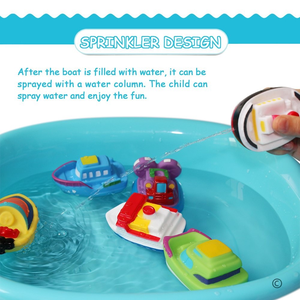Floating Car & Boat Set, Shower Boat Squirters Toy, Safe for Ages 3+
