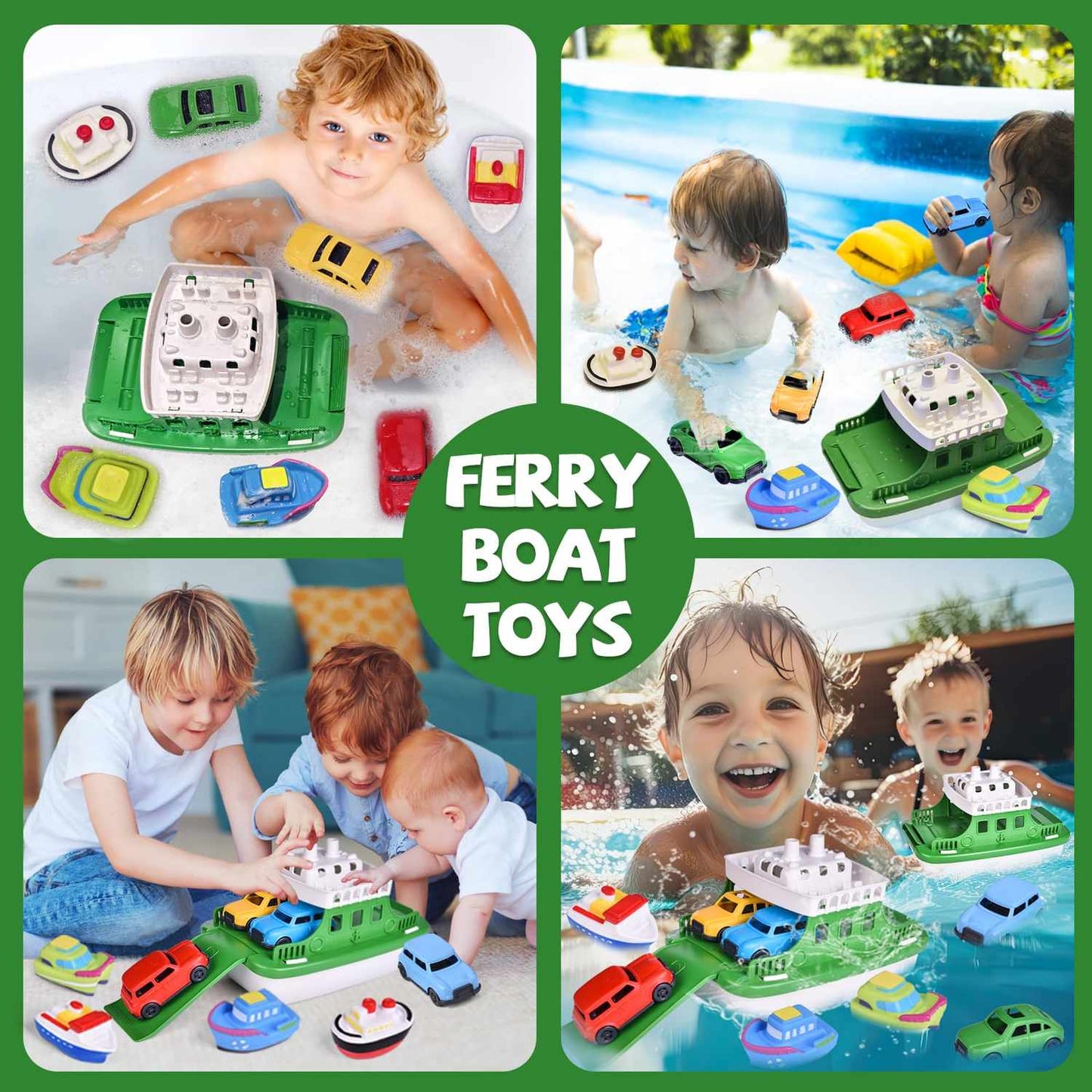 Floating Car & Boat Set, Shower Boat Squirters Toy, Safe for Ages 3+