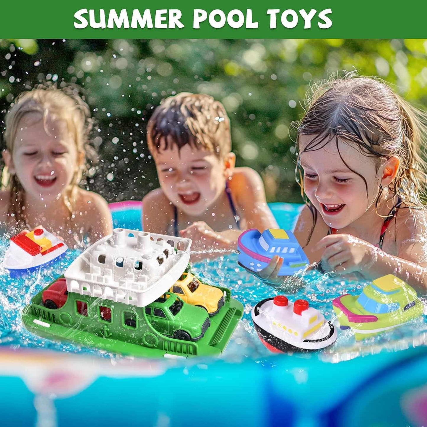 Floating Car & Boat Set, Shower Boat Squirters Toy, Safe for Ages 3+
