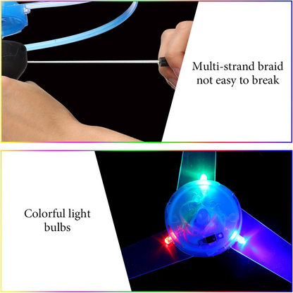 Flying Disc Launcher with Colorful LED Lights, Pull String Indoor & Outdoor Games, Safe for Ages 3+